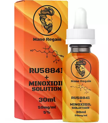 Mane Regain - RU58841 + Minoxidil - 5% Solution (50mg/ml) - 30ml Bottle • £49.99