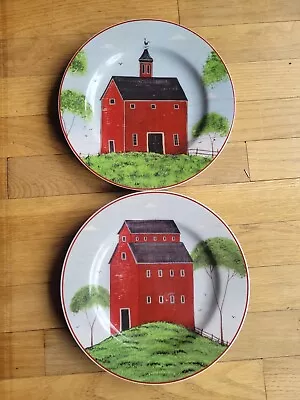 2  Barns  By Warren Kimble For Sakura 8.25  Salad Plates (1998) • $12.99