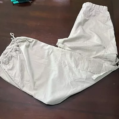 Zara Off White Parachute Jogger Pants Cargo Pockets Elastic Waistband Size XS • $22