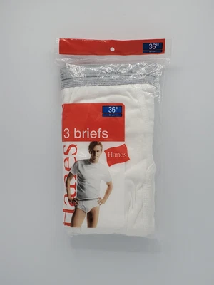 $10.50 • Buy 2000's HANES 3 Pack Mens Classic White Size 36 Vintage Briefs Underwear