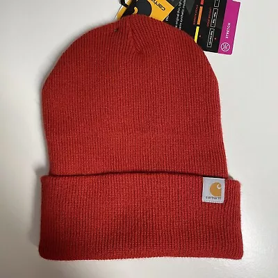 Carhartt 3M Thinsulate Embroidered Logo Knit Cuffed Beanie Red One Size AH4068-M • $25.49