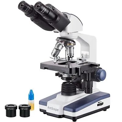 AmScope Binocular Compound Lab Microscope 40X-2500X W 3D Mechanical Stage • $249.99