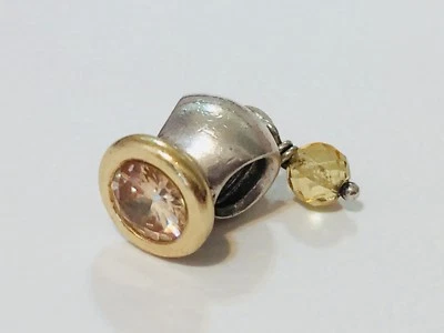 $79 • Buy Authentic Pandora 14k Gold Charm Buttercup Citrine & Champagne CZ 790391 Retired