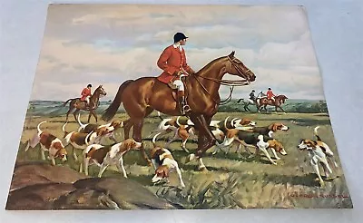  Vintage 1930's English Fox & Hounds Hunting Print 16 X12 By George Russel • $29.99