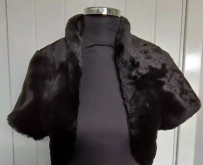 Coast Faux Fur Black Bolero Jacket Size S/M • £2.99