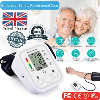 Digital Automatic Blood Pressure Monitor Upper Arm BP Machine Heart Rate • £10.95