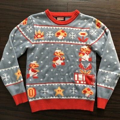 $34.99 • Buy Super Mario Mens Unisex Size XL Christmas Ugly Sweater Gamer Knit Blue Red 2017