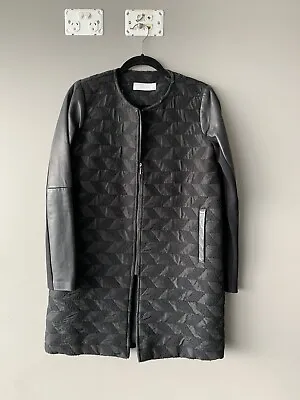 VIKTORIA + WOODS Jacket Coat LEATHER SLEEVES Black  Size 1 • $180