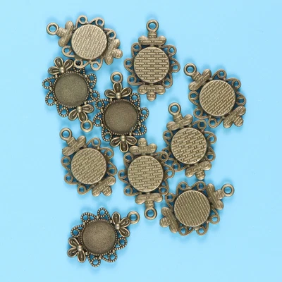 £6.22 • Buy  10 Pcs Photo Setting Tray Keychain Holder Blanks Cameo Bezel