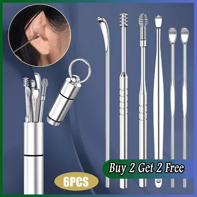 6Pcs Ear Wax Remover Picker Cleaning Tools 420 Stainless Steel Spiral  Cleaner • £3.55