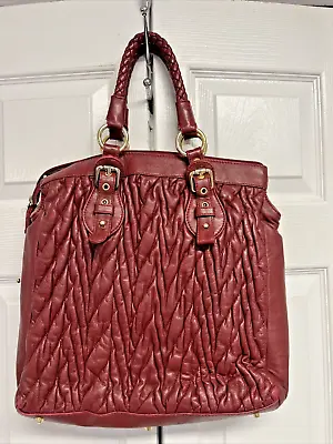 Paolo Masi Italy Italian Burgundy Soft Quilted  Leather  Hobo Purse Handbag • $20