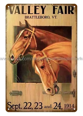 Vintage Repros Valley Fair Horses 1914 Equestrian Metal Tin Sign Wall Art • $18.93