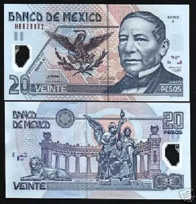 MEXICO 20 Pesos P-116 2005  X Series  POLYMER UNC Lion Snake Mexican CURRENCY • $19.99