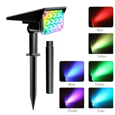 T-SUN LED Solar RGB Spot Lights Outdoor Waterproof Landscape For Trees Garden • £14.99