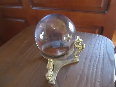 3” Crystal Ball With Brass Stand Vintage Dragon Feet • $49.99