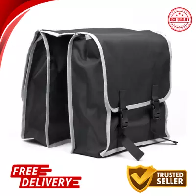 Bicycle Rear Rack Double Pannier Large Water Resistant Bike Storage Saddle Bag • £12.99