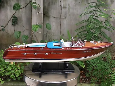 Ship Model Vintage 1:16 Blue Riva Aquarama Race Boat 53cm Wooden  Birthday Gift • $260