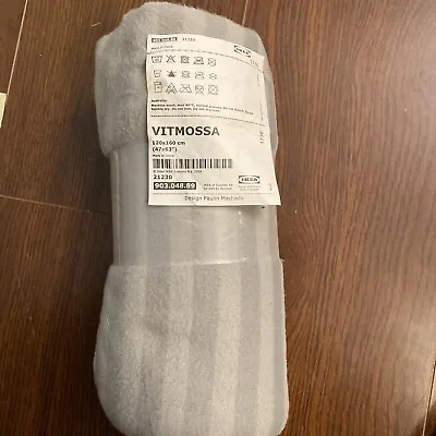 $5 • Buy IKEA Throw Blanket VITMOSSA Soft Polyester  Throw 47”x63” Grey Stripes