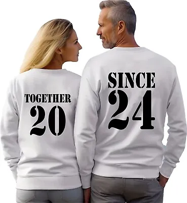 Valentines Day Couple Matching Back Print Jumper Together Since 2024 Sweatshirt • $24.89