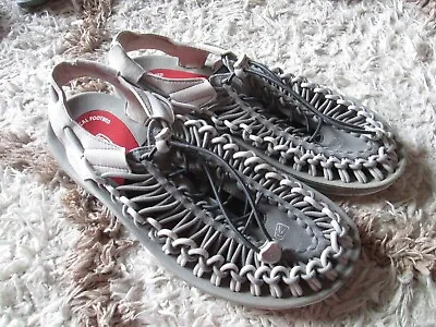 Keen Uneek Mens Sz 10 / 2 Tone Gray Braided Rope Paracord Bungee Sandals Shoes • $47.49