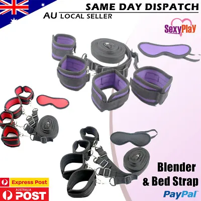 BDSM Under Bed Bondage Kit Restraint Blinder Fetish Handcuffs Ankle Cuff Sex Toy • $23.99