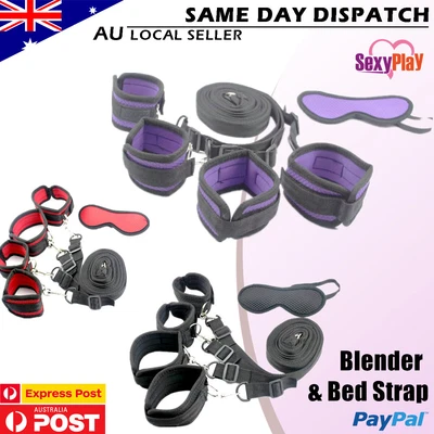 BDSM Under Bed Bondage Kit Restraint Blinder Fetish Handcuffs Ankle Cuff Sex Toy • $23.99