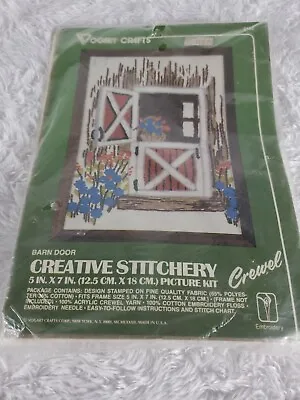 Vogart Crafts Barn Door Crewel Embroidery Kit 5x7 Creative Stitchery Farmhouse  • $11.99