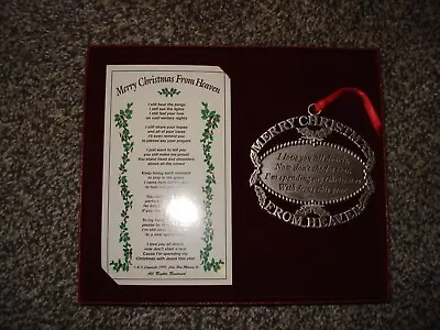 Merry Christmas From Heaven Pewter Keepsake Ornament & Bookmark Set In Gift Box • $17.99