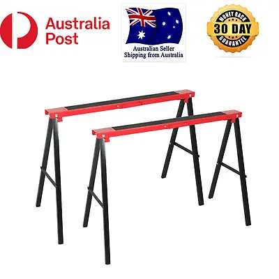 $95.80 • Buy Traderight Saw Horse 2pc Pair PRO Trestle Foldable Work Stand Support Legs Steel