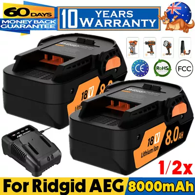 8.0Ah 18V Li-ion Battery For AEG L1830R B1820R L1850R R840087 R840085 / Charger • $39.99