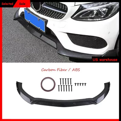 Ront Bumper Lip For 2015-2018 Mercedes Benz W205 C-Class AMG Sport Carbon Fiber • $54.07