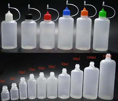 10ml 30ml 100ml Empty Dropper Plastic Bottles Needle Tip Squeezable Liquid LDPE • $66.49