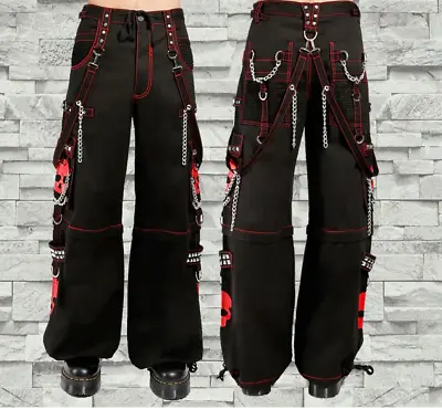 Gothic Pant | RED Super Skull Gothic Cyber Chain Goth Jeans Punk Rock Pants • $49.99