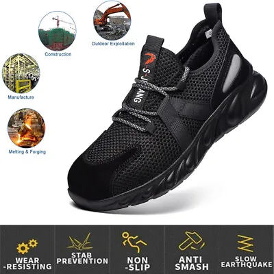 Mens Work Boots Steel Toe Cap Safety Shoes Sneakers Bulletproof Indestructible • $29.67