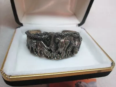 Vtg Kabana Sterling Silver  Animal Kingdom  Cuff Bracelet 3 Dimensional ~2.57 Oz • $349.95