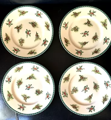 Mikasa Ultima+ Christmas Wish 8.5  Salad Plates Set Of 4 HK713 Discontinued • $25