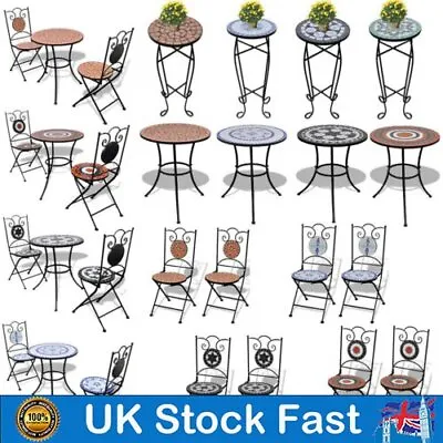 1/2/3 Pcs Mosaic Bistro Set Outdoor Patio Garden Table And Chairs Metal Frame UK • £48.99