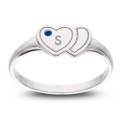 Personalised Hearts Ring With Birthstone Lady's Mum Daughter Ring Family925 • £24.99