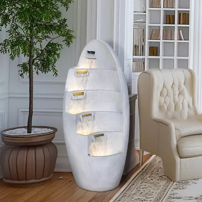 5-tiers White Modern Water Fountains Indoor Waterfall Office Room Resin Decor  • $189.99