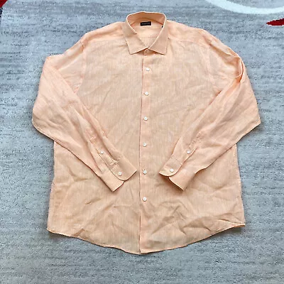 Ermenegildo Zegna Linen Button Up Shirt 2XL XXL Orange Outdoor Preppy Cotton Men • $38.77