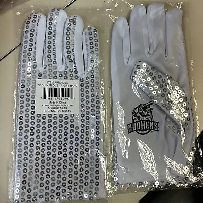 SILVER SEQUINED GLOVES Michael Jackson Sequin Dance White Costume Toledo Mud Hen • $14.99