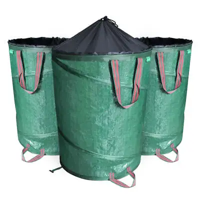 VOUNOT 3X Garden Bags Pop-up 100L With Handles Reusable Garden Waste Sacks • £27.99