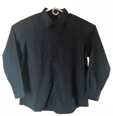 J.Ferrar Men's Shirt XXL  Black Striped Long Sleeve Button Up Collared Stretch • $13.77