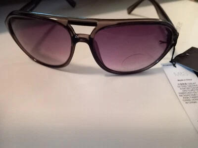 M&S Man Sunglasses With Pouch Pilot Style SMOKE 100% UV Protection With Tags • £5