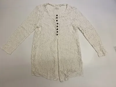 Ak13) Charlotte Halton Women Lace Blouse Shirt  Top Size 10 Buttons Up • £7.99