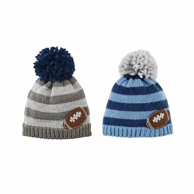 Mud Pie Baby Boy Sport Football Knit Hat 6-18 M Choose Color Blue Or Grey NEW • $6