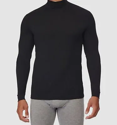 $28 32 Degrees Heat Men's Black Long-Sleeve Neck Shirt Mock Sleepwear Size M • $9.18
