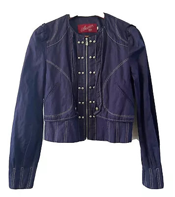 McGinn Woman’s Navy Zip Front Lightweight Jacket With Metal Details Size 36 • $46