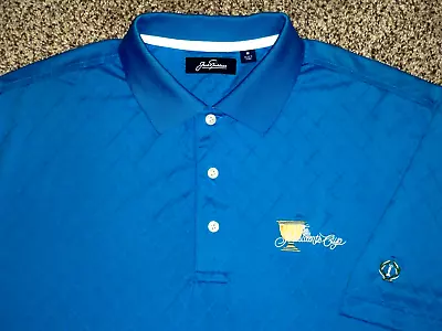 Men's JACK NICKLAUS Golf Polo M AQUA BLUE W/BEAR & PRESIDENT's CUP ~ Poly/Span • $12.99