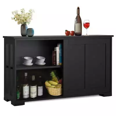 $113 • Buy Black Antique Buffet Sideboard Kitchen Table With Sliding Door Storage Cabinet